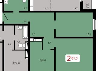 Продаю 2-комнатную квартиру, 61 м2, Красноярск