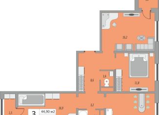 Продается 3-комнатная квартира, 78.5 м2, Оренбург, жилой комплекс Осенний Лист, 6