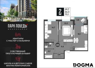 Продажа двухкомнатной квартиры, 70.1 м2, Краснодар