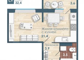 Продаю однокомнатную квартиру, 28.8 м2, Новосибирск, улица Титова, с2, Ленинский район