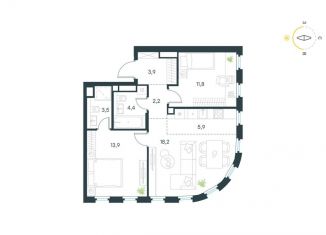 Продается 3-комнатная квартира, 63.8 м2, Москва, жилой комплекс Левел Нижегородская, 3, метро Нижегородская