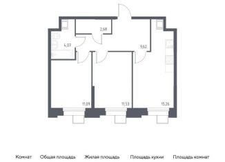 Продажа двухкомнатной квартиры, 54.3 м2, поселение Мосрентген, многофункциональный комплекс Тропарево Парк, к2.3