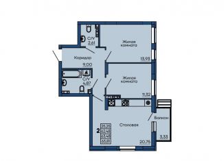 Продам двухкомнатную квартиру, 63.5 м2, Екатеринбург, Библиотечная улица, 40, метро Геологическая