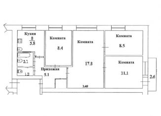 Четырехкомнатная квартира на продажу, 61 м2, Волгоградская область, улица Обороны, 51