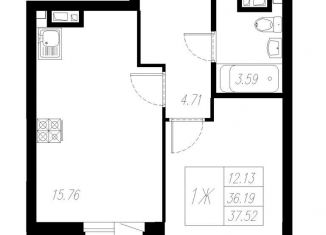 Продам 1-комнатную квартиру, 37.5 м2, Татарстан