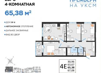 4-комнатная квартира на продажу, 65.4 м2, Ульяновск, Соборная площадь, Ленинский район