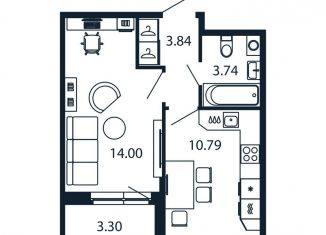 Продам 1-комнатную квартиру, 34 м2, Ленинградская область