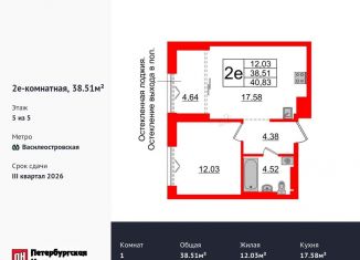 Продажа однокомнатной квартиры, 38.5 м2, Санкт-Петербург, метро Приморская