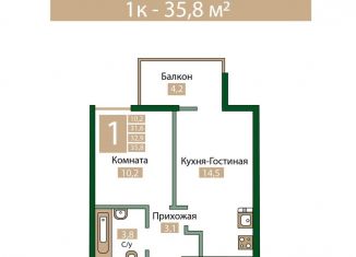 Продается 1-комнатная квартира, 35.8 м2, Крым