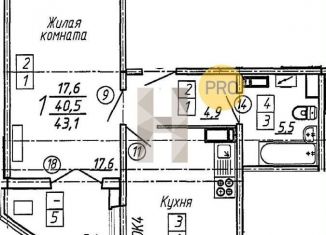 Продается однокомнатная квартира, 43.1 м2, посёлок Отрадное, бульвар 70 лет Победы, 5