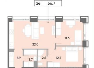 Продам 2-комнатную квартиру, 56.7 м2, Москва
