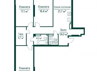 Продам трехкомнатную квартиру, 103.7 м2, Самарская область