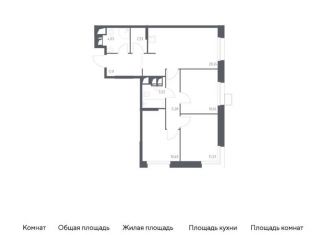 3-комнатная квартира на продажу, 73.3 м2, поселение Мосрентген, многофункциональный комплекс Тропарево Парк, к2.1