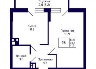 Продается 1-комнатная квартира, 41.3 м2, Новосибирск, улица Коминтерна, 1с