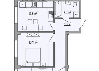 Продажа 2-комнатной квартиры, 53.5 м2, Липецк