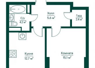 Продается 1-комнатная квартира, 40.4 м2, Самара, метро Алабинская