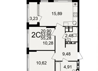 Продажа 2-комнатной квартиры, 55.3 м2, Тульская область