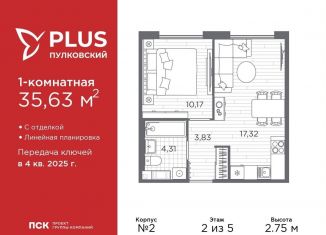 Продажа 1-ком. квартиры, 35.6 м2, Санкт-Петербург
