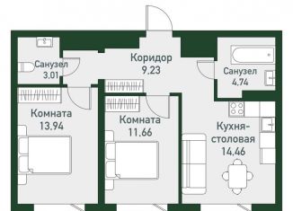 Продается трехкомнатная квартира, 57 м2, Челябинская область