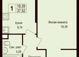 Продажа однокомнатной квартиры, 37.4 м2, деревня Борисовка, улица Рахманинова, 13