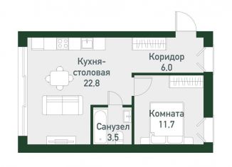 Продается двухкомнатная квартира, 47.3 м2, Челябинская область, Спортивная улица, 20
