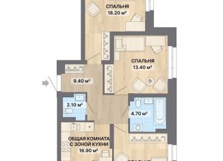 Продается трехкомнатная квартира, 80.9 м2, Екатеринбург, ЖК Ривер Парк, улица Щербакова, 148