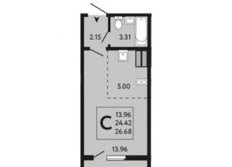 Продаю квартиру студию, 26.7 м2, село Новая Усмань, бульвар Художников, 4