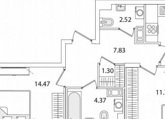 Продается 2-ком. квартира, 54.5 м2, Санкт-Петербург, Красносельский район