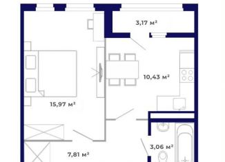 Продам 1-ком. квартиру, 40.4 м2, рабочий поселок Маркова