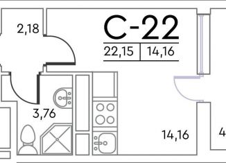 Продается квартира студия, 22.1 м2, Санкт-Петербург, Планерная улица, 97к2, муниципальный округ Юнтолово