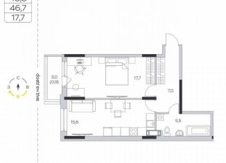 1-ком. квартира на продажу, 46.7 м2, деревня Пирогово, ЖК Пироговская Ривьера, улица Ильинского, 8