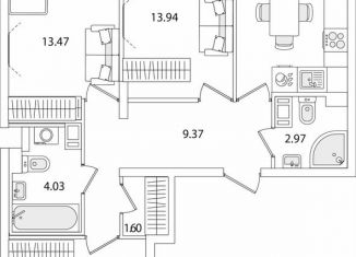 Продаю 3-ком. квартиру, 77.1 м2, Санкт-Петербург, Красносельский район