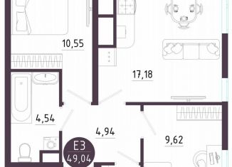 Продам 2-комнатную квартиру, 49 м2, Тула, Пряничная улица, 9