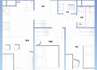 Продам 2-комнатную квартиру, 45.2 м2, Москва, Рязанский район