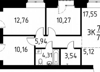 Продам 3-комнатную квартиру, 77.6 м2, деревня Кисловка, улица Марины Цветаевой, 42
