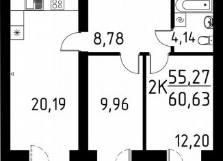 Продается 2-комнатная квартира, 60.6 м2, деревня Кисловка, улица Марины Цветаевой, 42