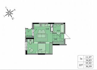 Продается однокомнатная квартира, 35.9 м2, Удмуртия