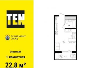 1-комнатная квартира на продажу, 22.8 м2, Ростов-на-Дону, ЖК Пятый Элемент