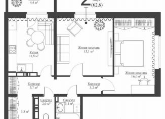 Продается 2-комнатная квартира, 60.8 м2, Зеленодольск