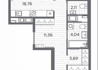 Продам 2-ком. квартиру, 75.4 м2, Санкт-Петербург, метро Горный институт