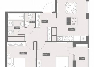 Продажа 2-комнатной квартиры, 53 м2, посёлок Шушары