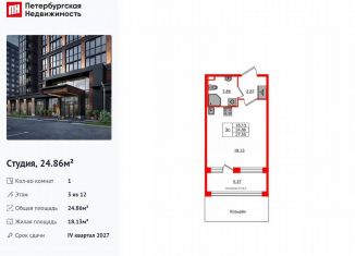 Продаю квартиру студию, 24.9 м2, Санкт-Петербург, метро Звёздная