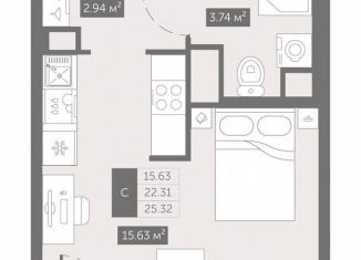 Продам квартиру студию, 25.3 м2, посёлок Шушары