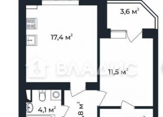 Продается 1-ком. квартира, 42 м2, посёлок Доброград, улица Благополучия, 1к1