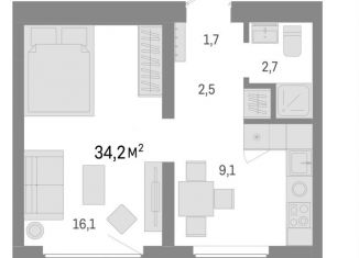 Продам 1-ком. квартиру, 34.2 м2, Новосибирск, Заельцовский район