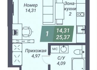 Квартира на продажу студия, 25.4 м2, Новосибирск, Заельцовский район, Светлановская улица, 46/1