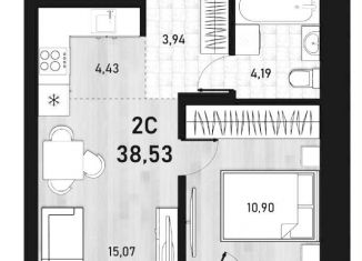 Продам 2-ком. квартиру, 38.5 м2, Новосибирская область, Пермская улица, 12к2