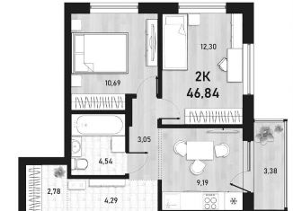 Продам 2-комнатную квартиру, 46.8 м2, Новосибирск, Пермская улица, 12к2