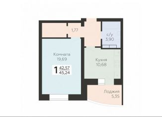 Продается однокомнатная квартира, 45.2 м2, Орёл, улица Панчука, 83Б, Заводской район