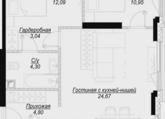 Продается двухкомнатная квартира, 72.2 м2, Москва, 1-й Сетуньский проезд, вл6, станция Кутузовская
